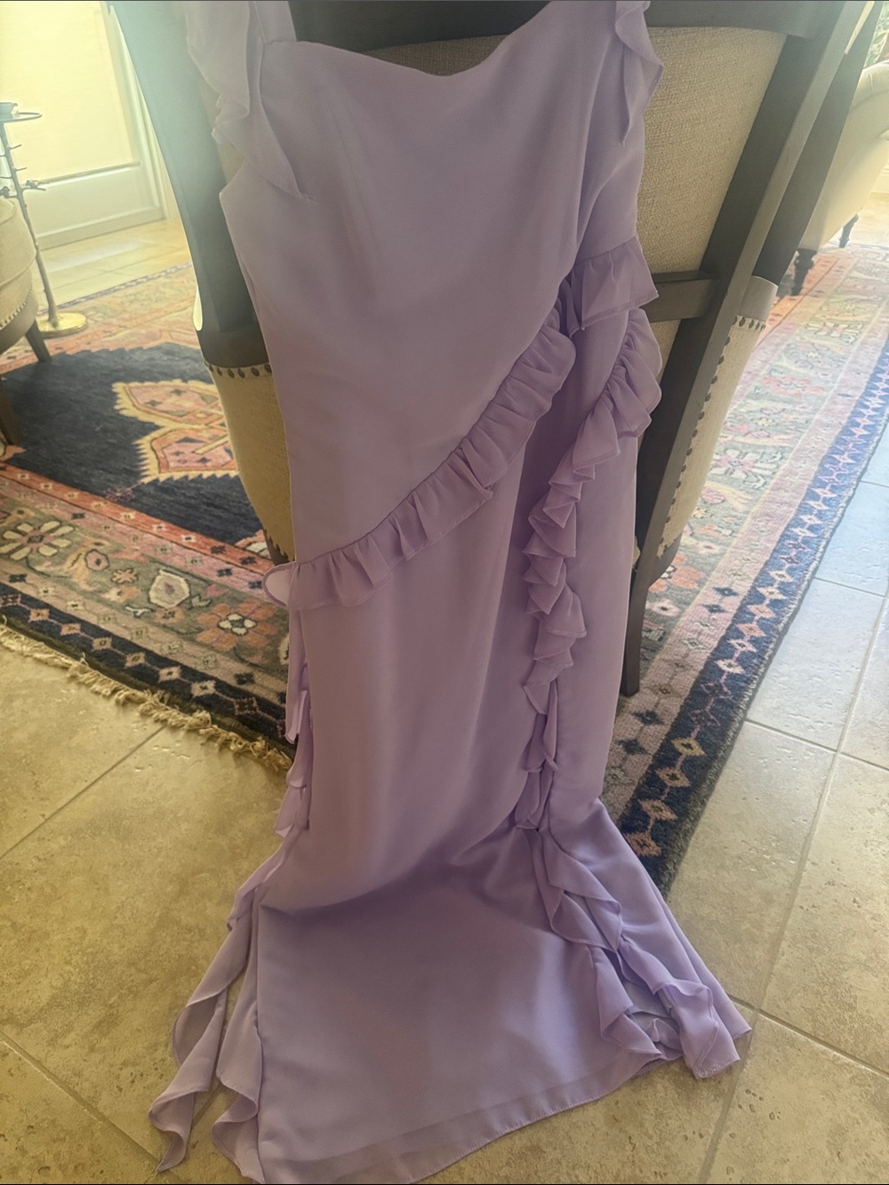 Azazie Lilac Ruffle-Trim Formal Dress for Kids